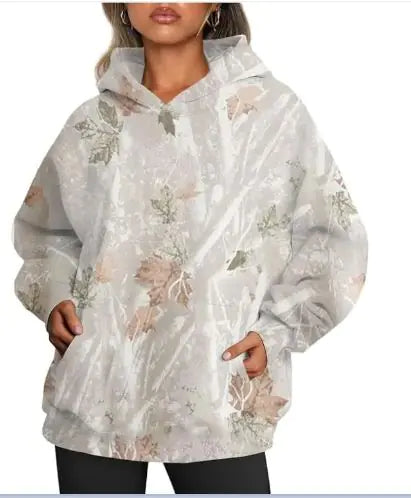 Oversized Maple Leaf Print Hoodie