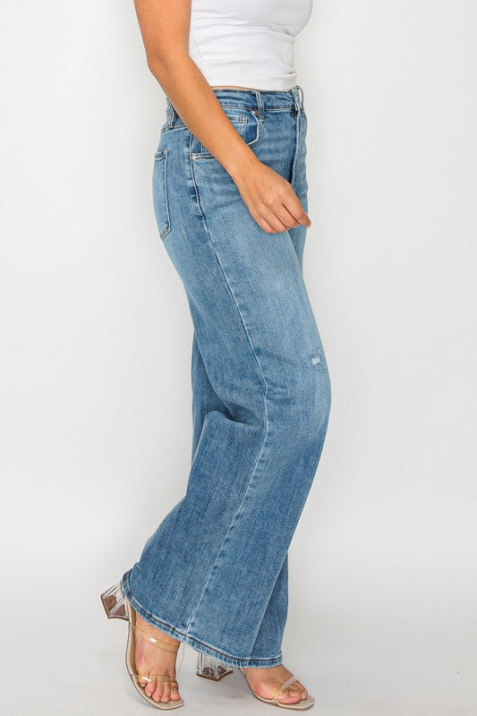 High Rise Wide Leg Jeans with Pockets