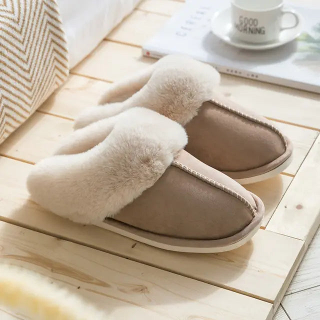 Winter Warm Home Fur Slippers Women