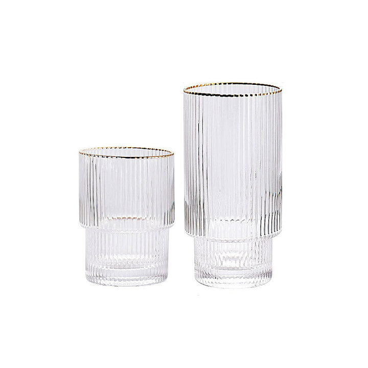 Stackable Gold Rim Ripple Drinking Glass