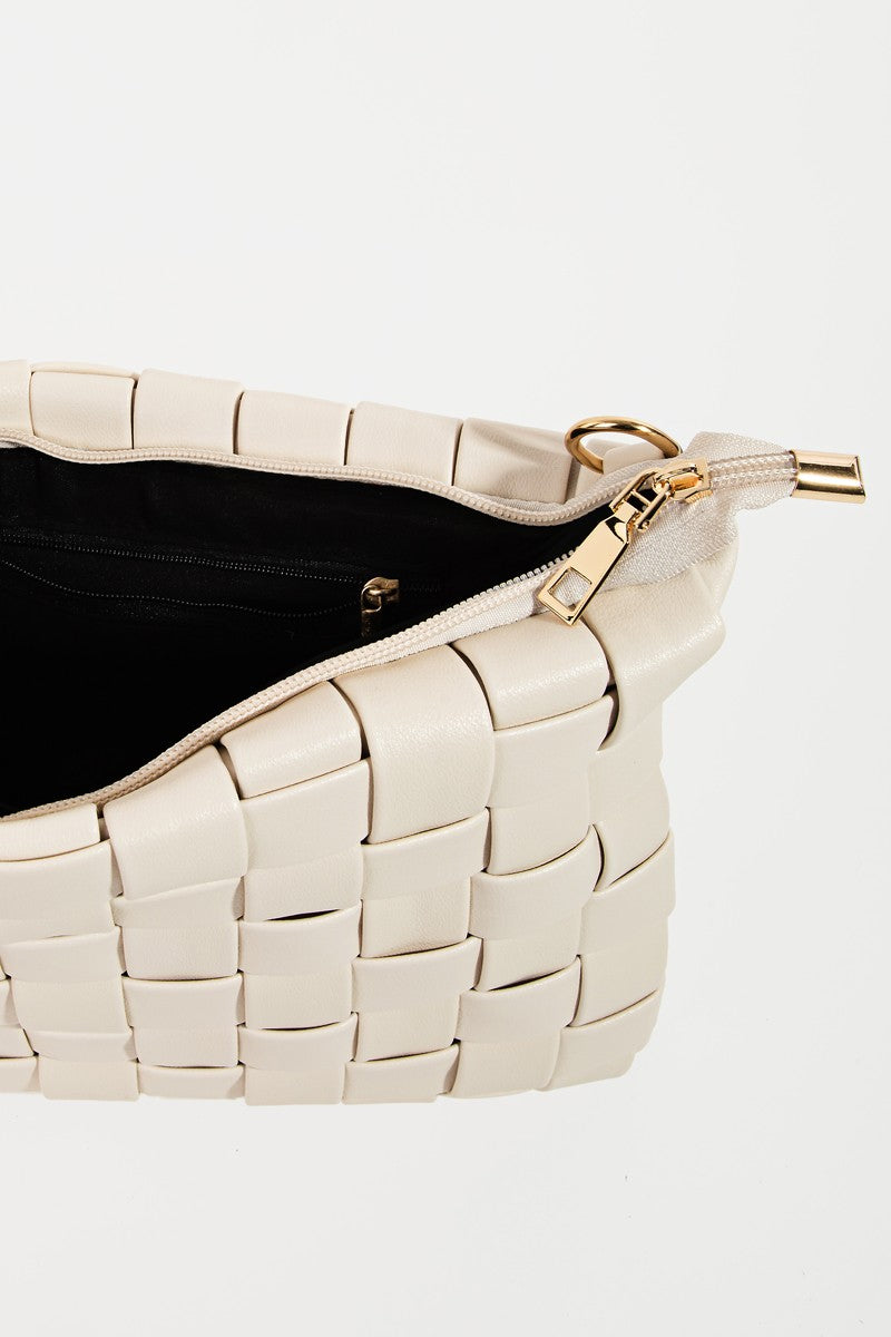 Leather Basket Weave  Crossbody Bag