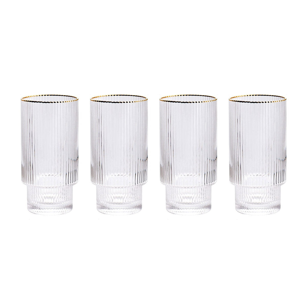 Stackable Gold Rim Ripple Drinking Glass