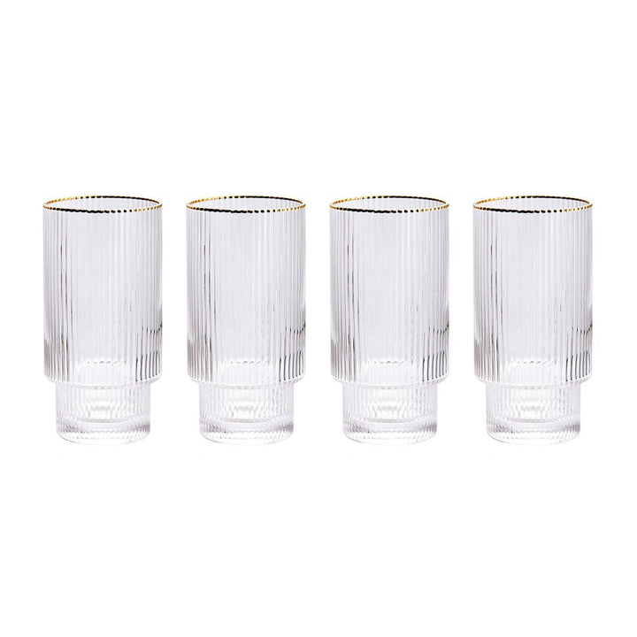 Stackable Gold Rim Ripple Drinking Glass