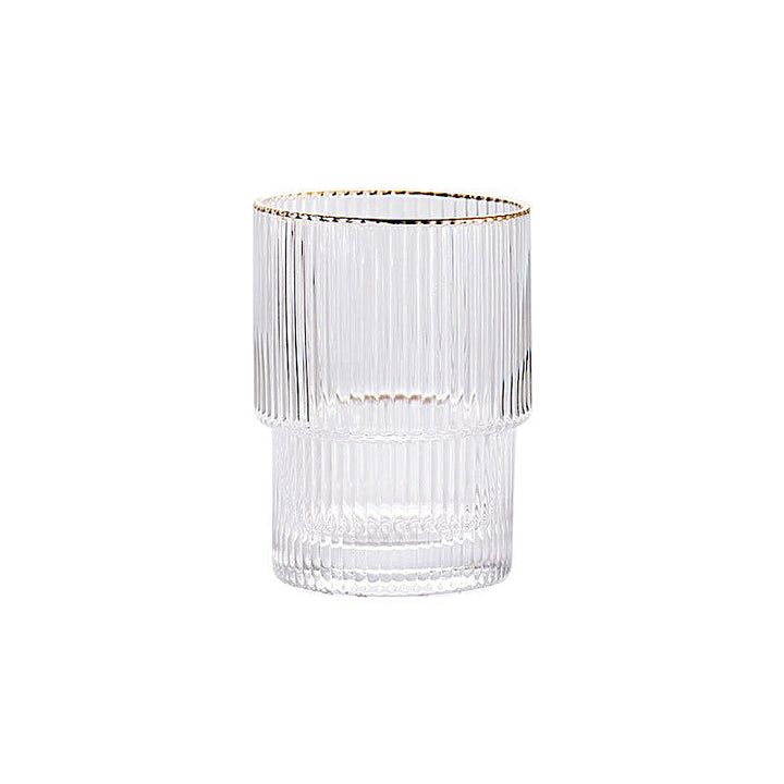 Stackable Gold Rim Ripple Drinking Glass