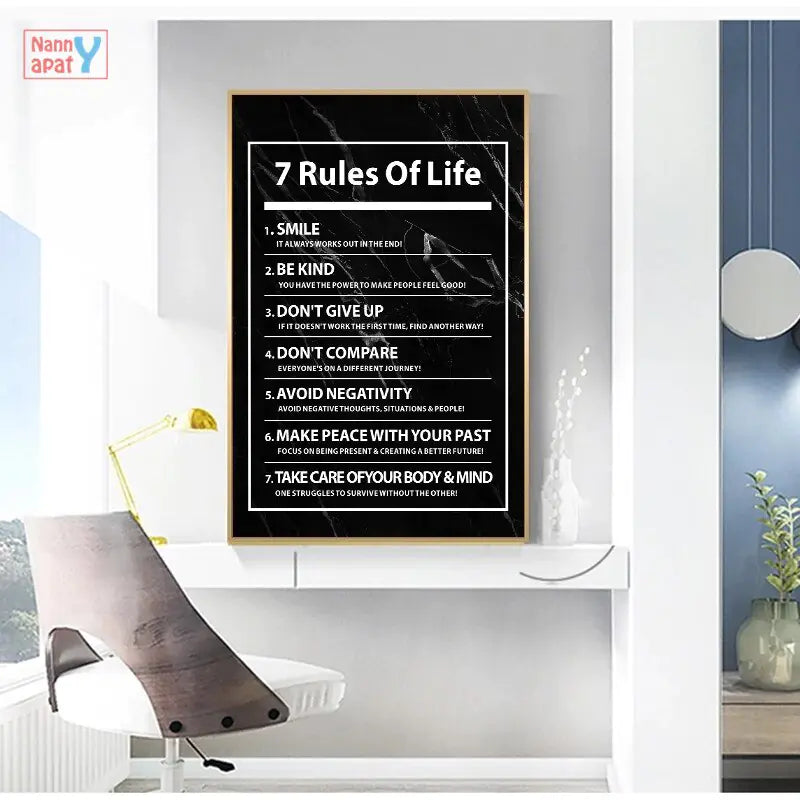 7 Rules of Life Letter Canvas Painting