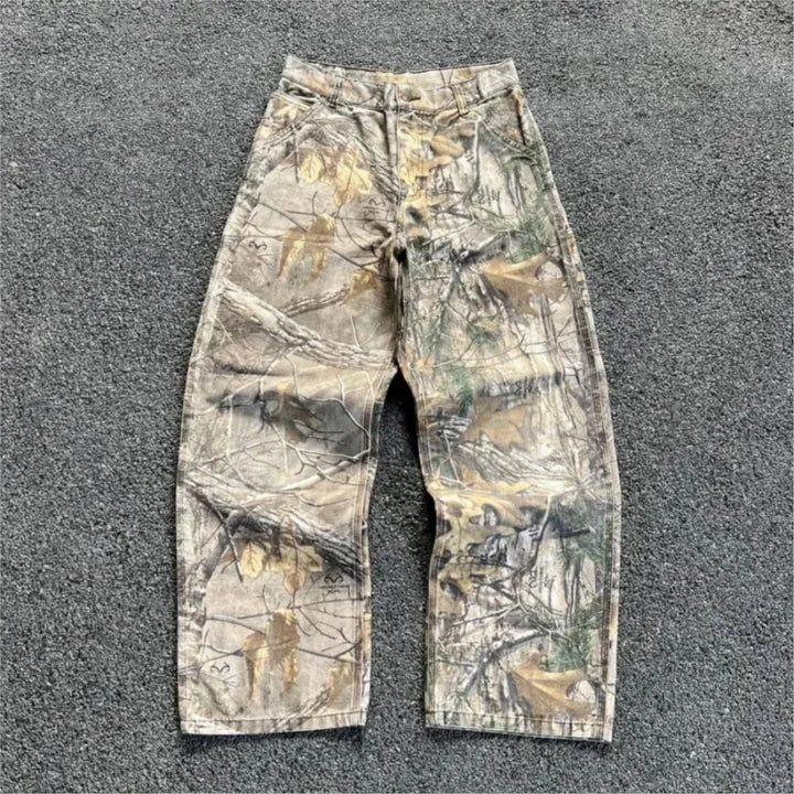 Camouflage Jeans Wide Pants