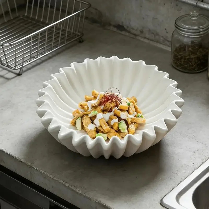 Pleated Ceramic Serving Bowl