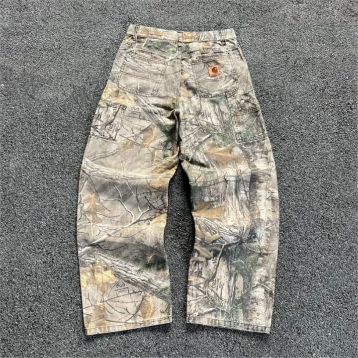 Camouflage Jeans Wide Pants