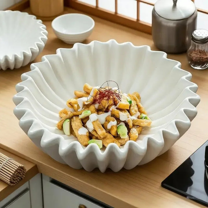 Pleated Ceramic Serving Bowl