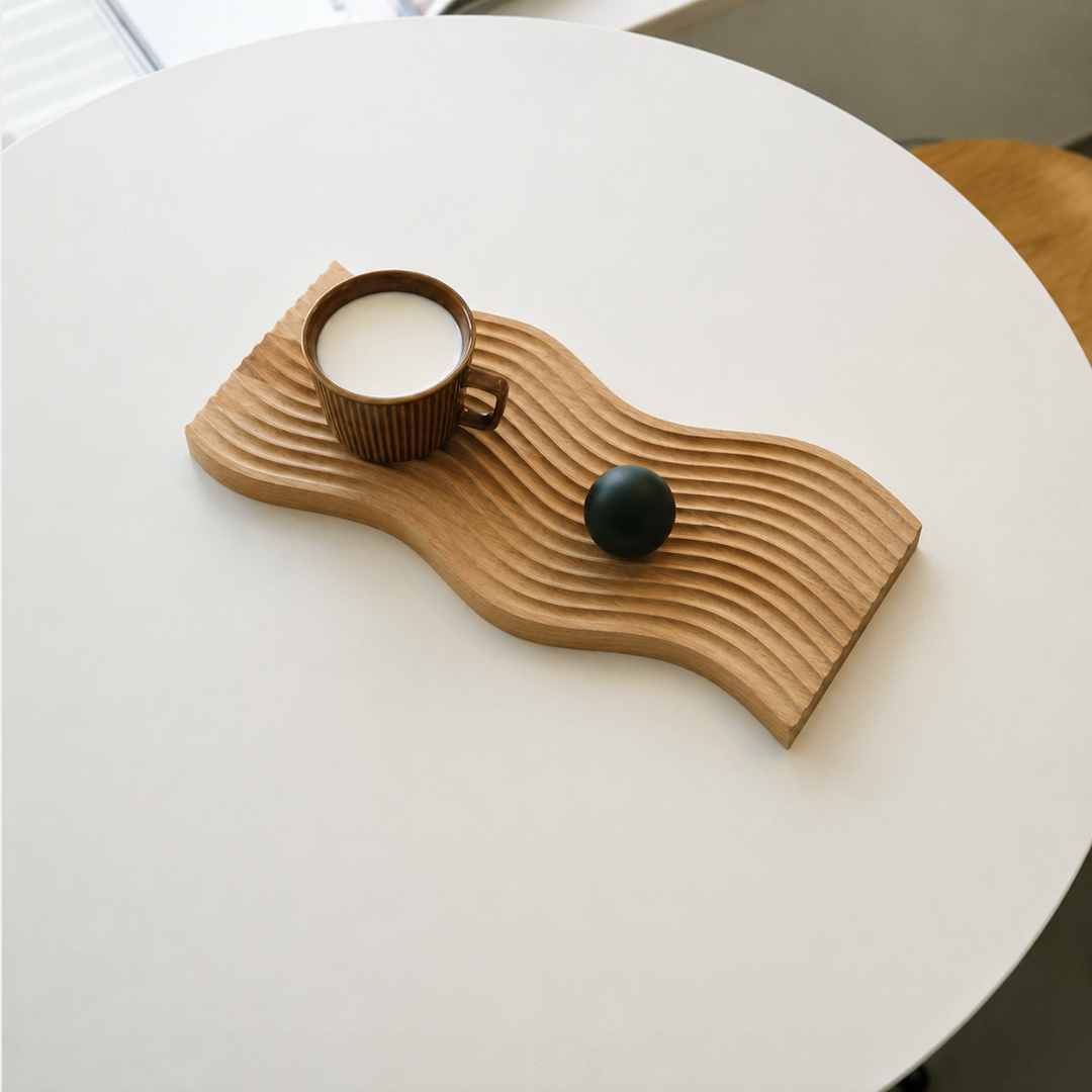 Ribbed Wood Serving Board Set