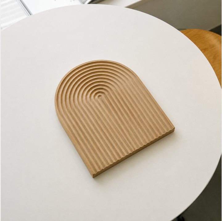 Ribbed Wood Serving Board Set