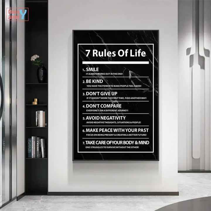 7 Rules of Life Letter Canvas Painting