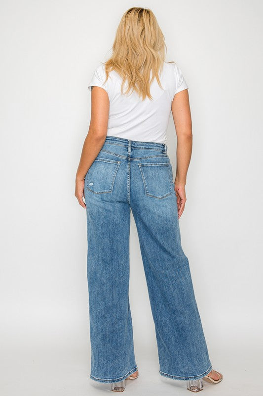 High Rise Wide Leg Jeans with Pockets