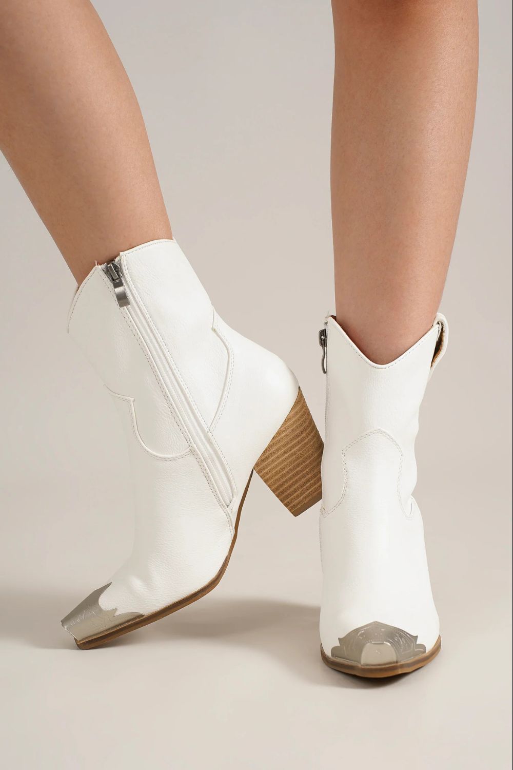 Block Heel Boots with Side Zippers