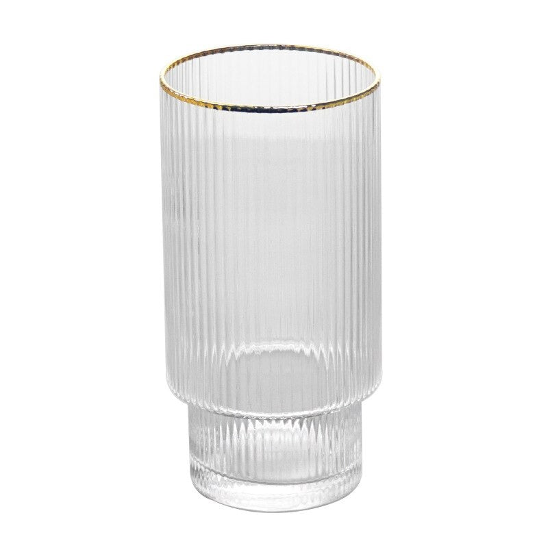 Stackable Gold Rim Ripple Drinking Glass