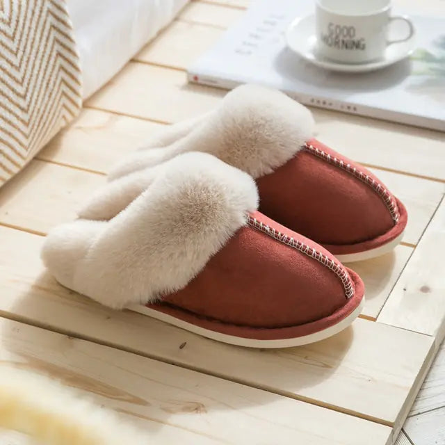 Winter Warm Home Fur Slippers Women