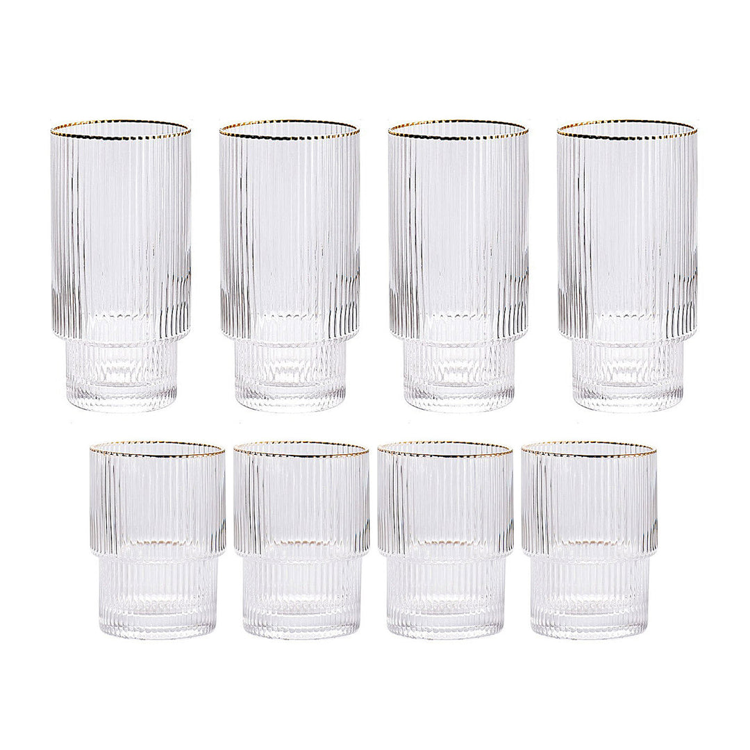 Stackable Gold Rim Ripple Drinking Glass