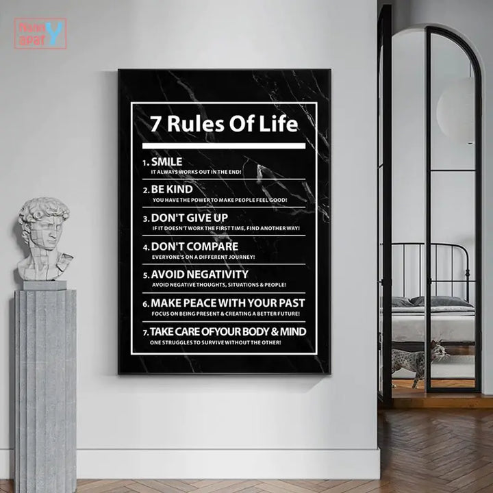 7 Rules of Life Letter Canvas Painting