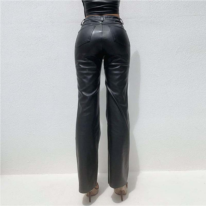 Straight Leg Leather Pants