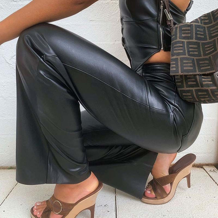 Straight Leg Leather Pants