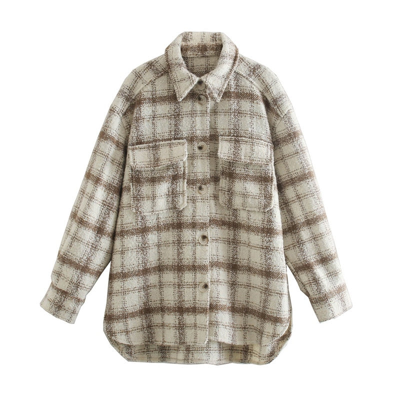 Plaid Khaki Overiszed Jacket