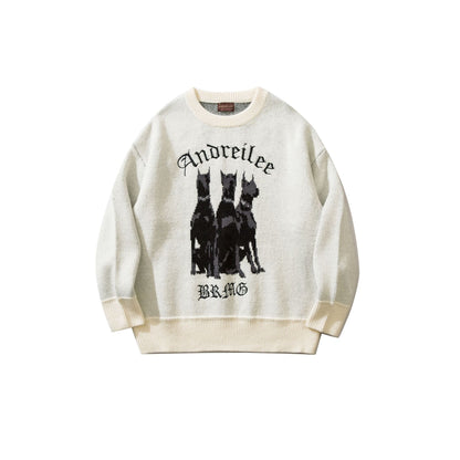 Andreilee 3D Doberman Graphic  Knit Sweater