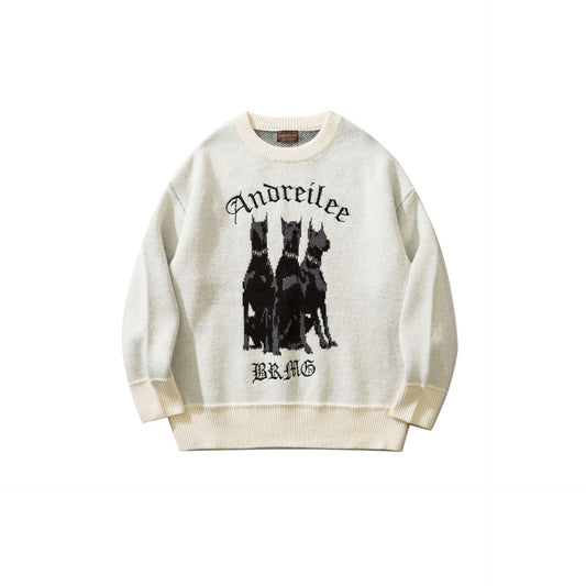 Andreilee 3D Doberman Graphic  Knit Sweater