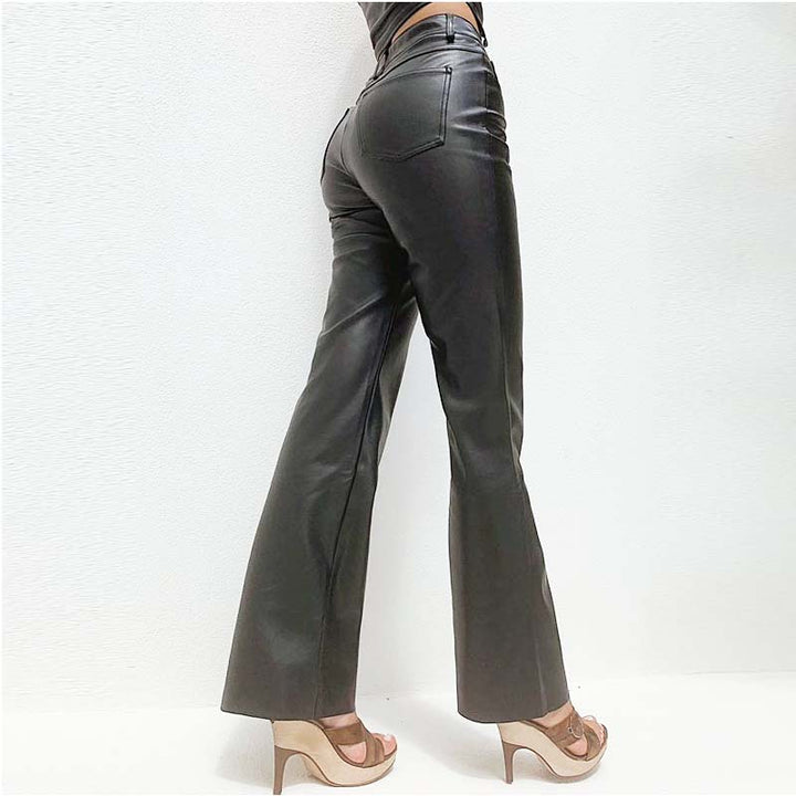 Straight Leg Leather Pants