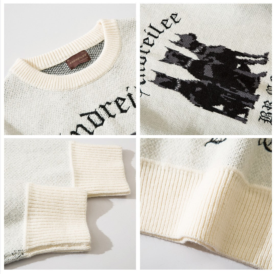 Andreilee 3D Doberman Graphic  Knit Sweater